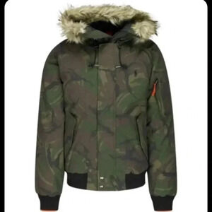 Polo by Ralph Lauren Faux Fur Trim Down Camo Hooded  Jacket